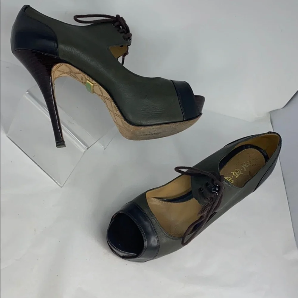 L.A.M.B.Gwen Stefani Sz 8.5 Peep Toe Platform Heel - Picture 3 of 10